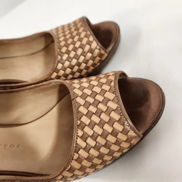 Objects IN Mirror Vero Cuoio Peep Toe Woven 2" Heel Shoes Womens 37.5 Brown - Picture 7 of 13